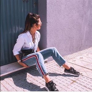 Zara side stripe high rise jeans